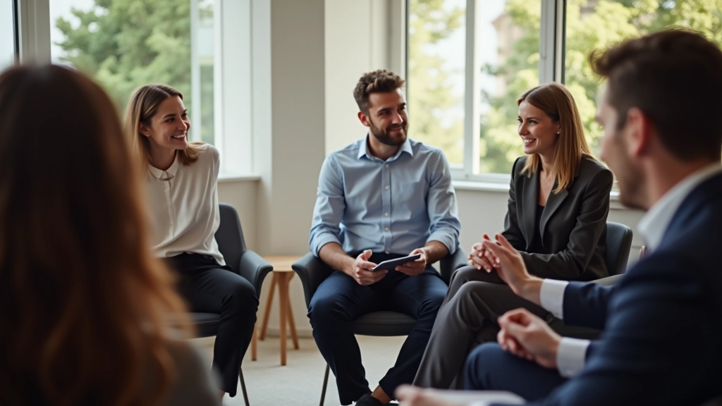 Profissionais em workshop de desenvolvimento pessoal